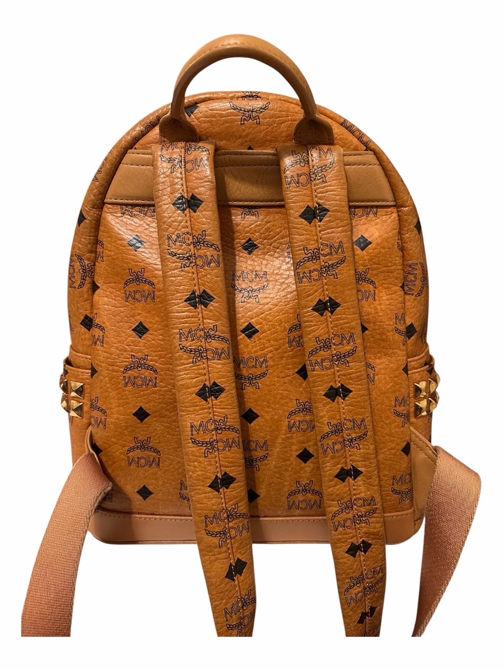 MCM Cognac Visetos Logo Print Backpack with Gold Hardware - Picture 5 of 9